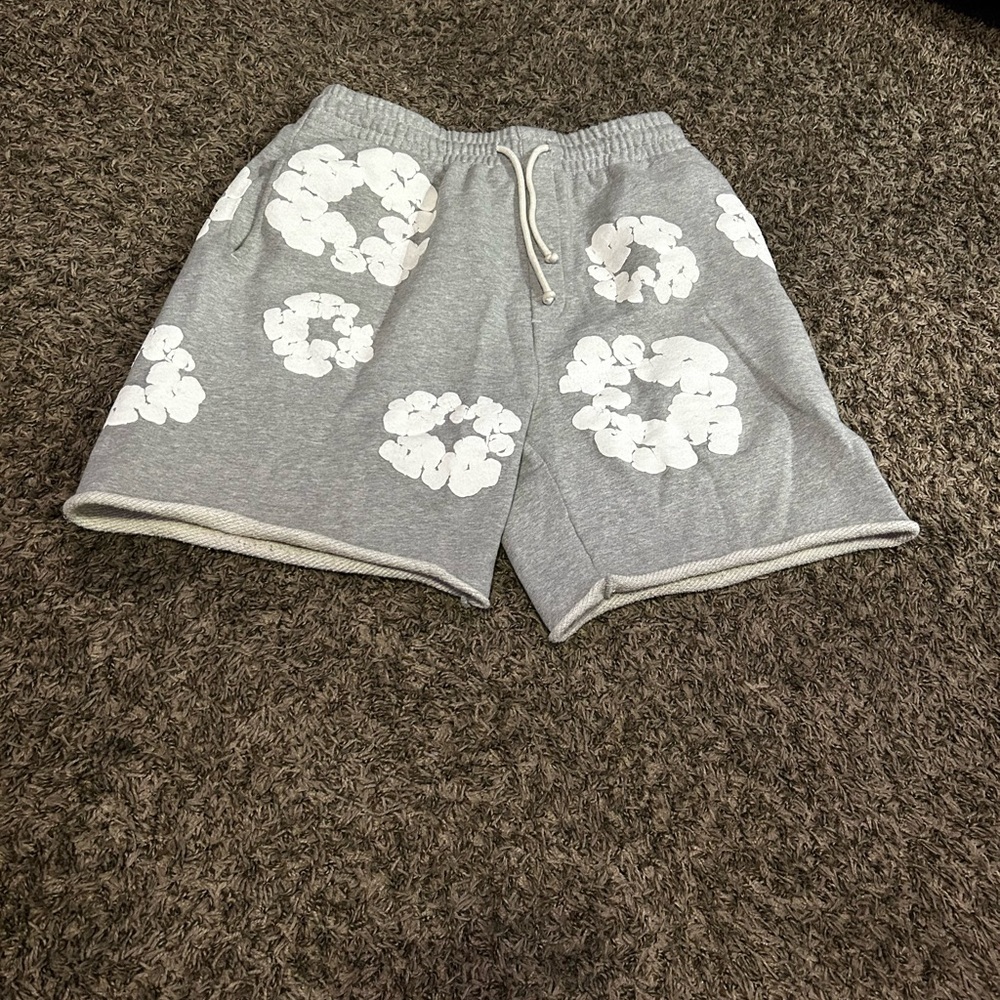 Grey Denim Tear Shorts